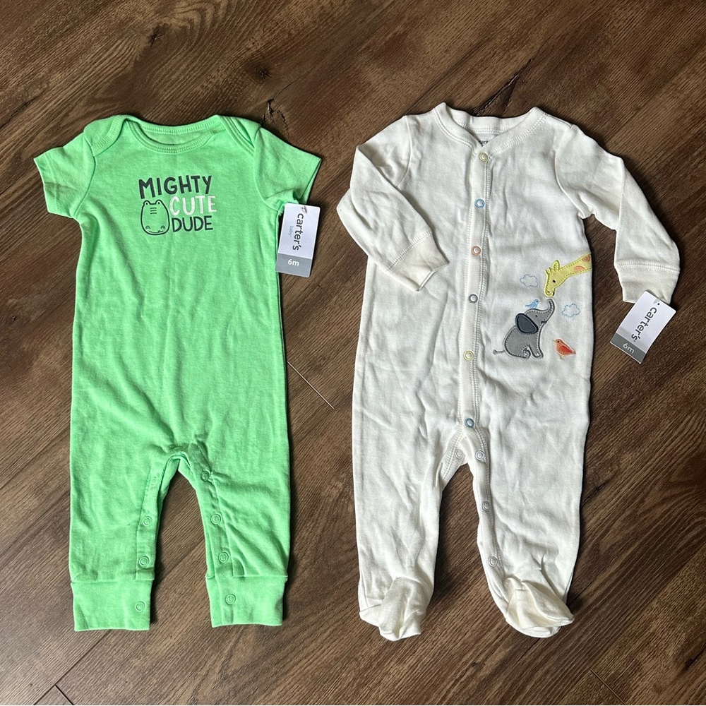 Carter's Kids One Piece Set - Green and White